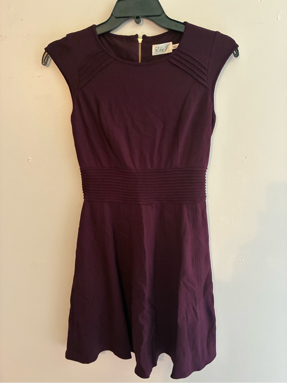 Eliza J Plum Cap-Sleeve Fit & Flare Dress